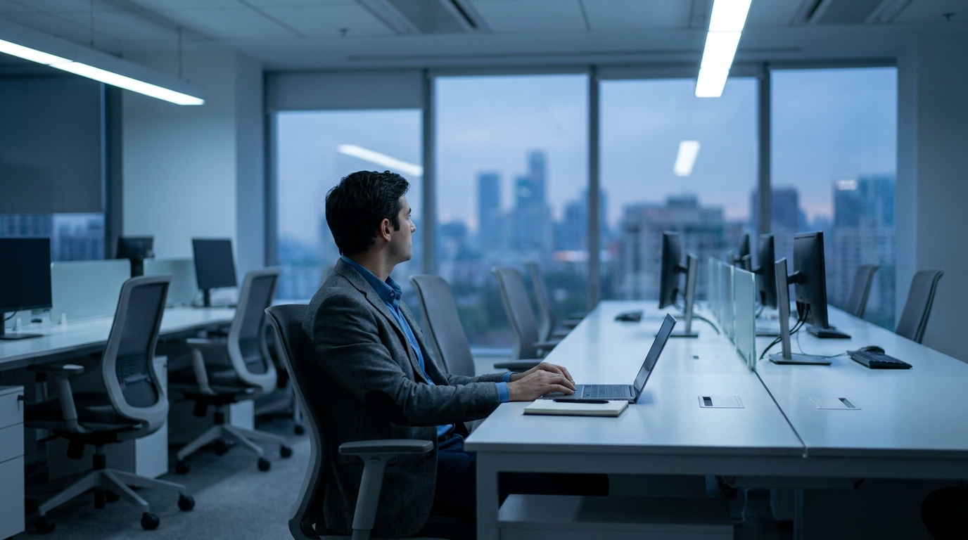 Mitarbeiter allein im Büro